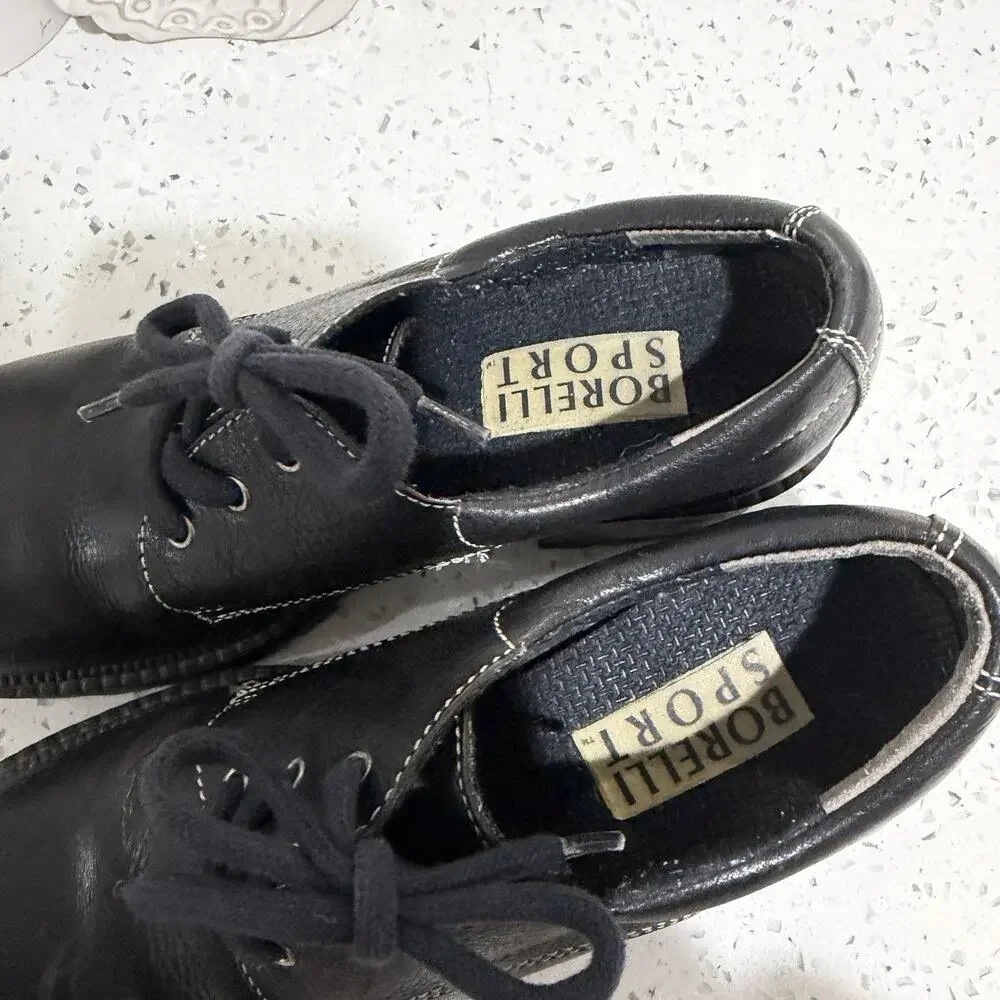 Vtg 90s Y2k Chunky Platform Oxfords Lace Up Mary Jane Heels 6.5
